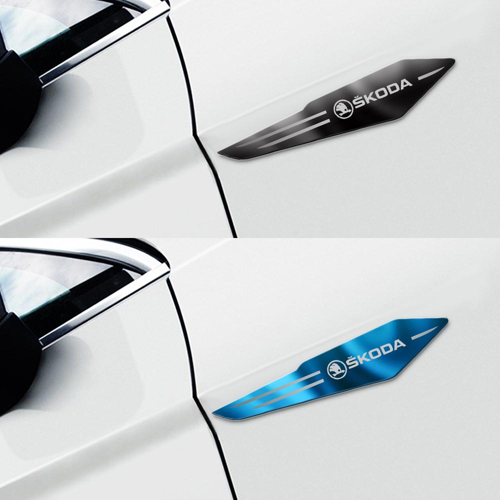 2pcs Reflective Car Body Side Fender Metal Sticker Auto Refit For Skoda Rapid Fabia 1 2 Kodiaq Octavia 2 A7 A5 A4 Superb VRS S