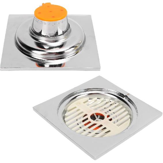 Odor Proof Floor Drain, Copper Stainless Steel Magnetic Levitation Floor Drain, Square Large Displacement Shower Floor Drain for Kitchen Bathroom