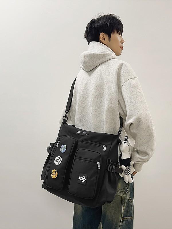 Nylon Casual Crossbody Bag For Men Large Capacity School Commuting Travel