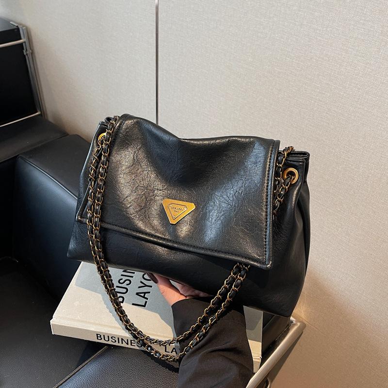 2025 Vintage PU Leather Women Crossbody Shoulder Bag - Spacious Underarm Purse with Chain, Office To Evening Clutch Purse Bag