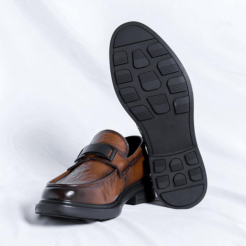 Summer men's leather soft-faced leather shoes wedding dress business casual one-pedal foot cover lazy shoes 21016-R