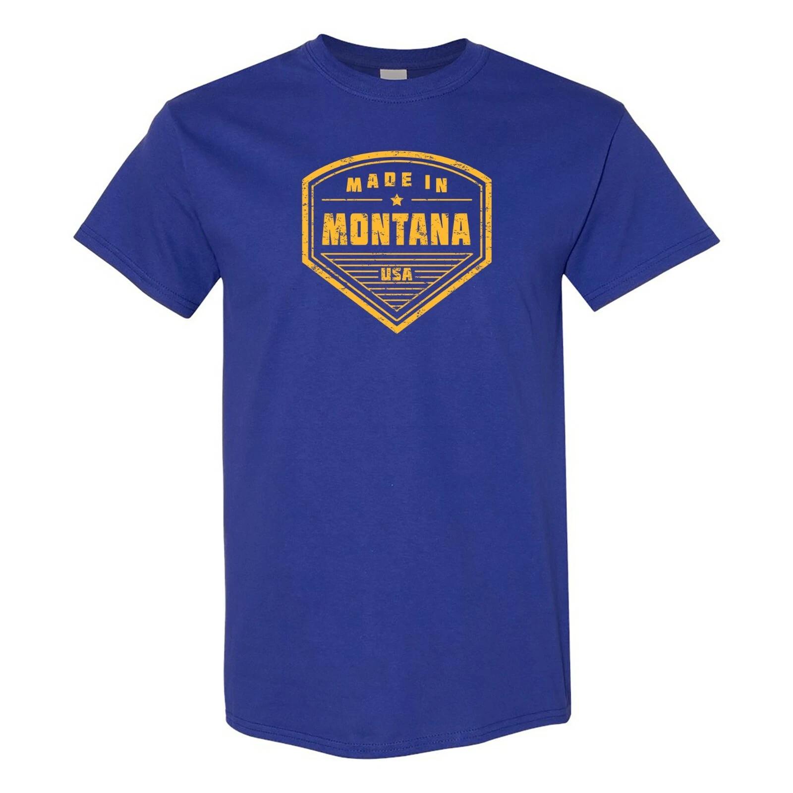 Made in Montana Badge- Hometown Pride State Short Sleeve T-Shirt - Cobalt 4XL