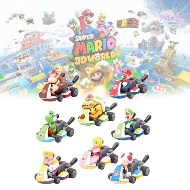 Mario Super 8pcs Kart Pull Back Car Princess Luigi Bowser Figure Toys Children