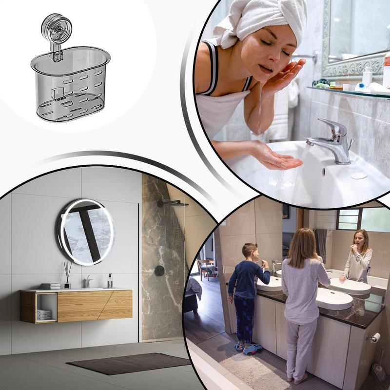 Suction Cup Storage Rack Non-drilling Wall Mounted Container Bathroom Accessories for Shower Kitchens Home Decor