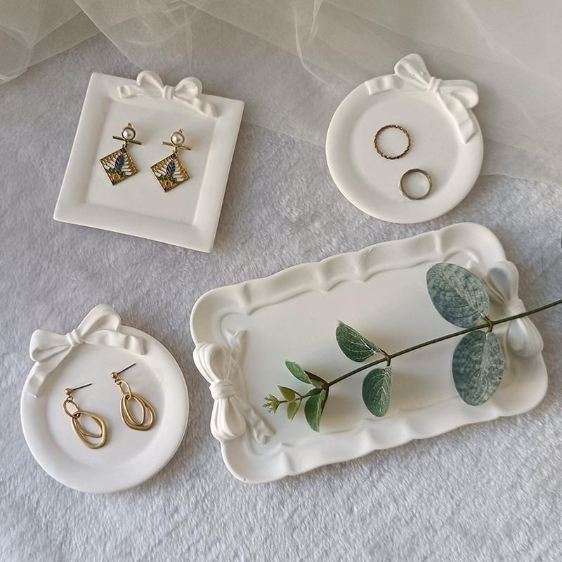 DIY Drip Glue Mold European Style Tray Lace INS Bow Storage Tray Box Silicone Plate Ornament