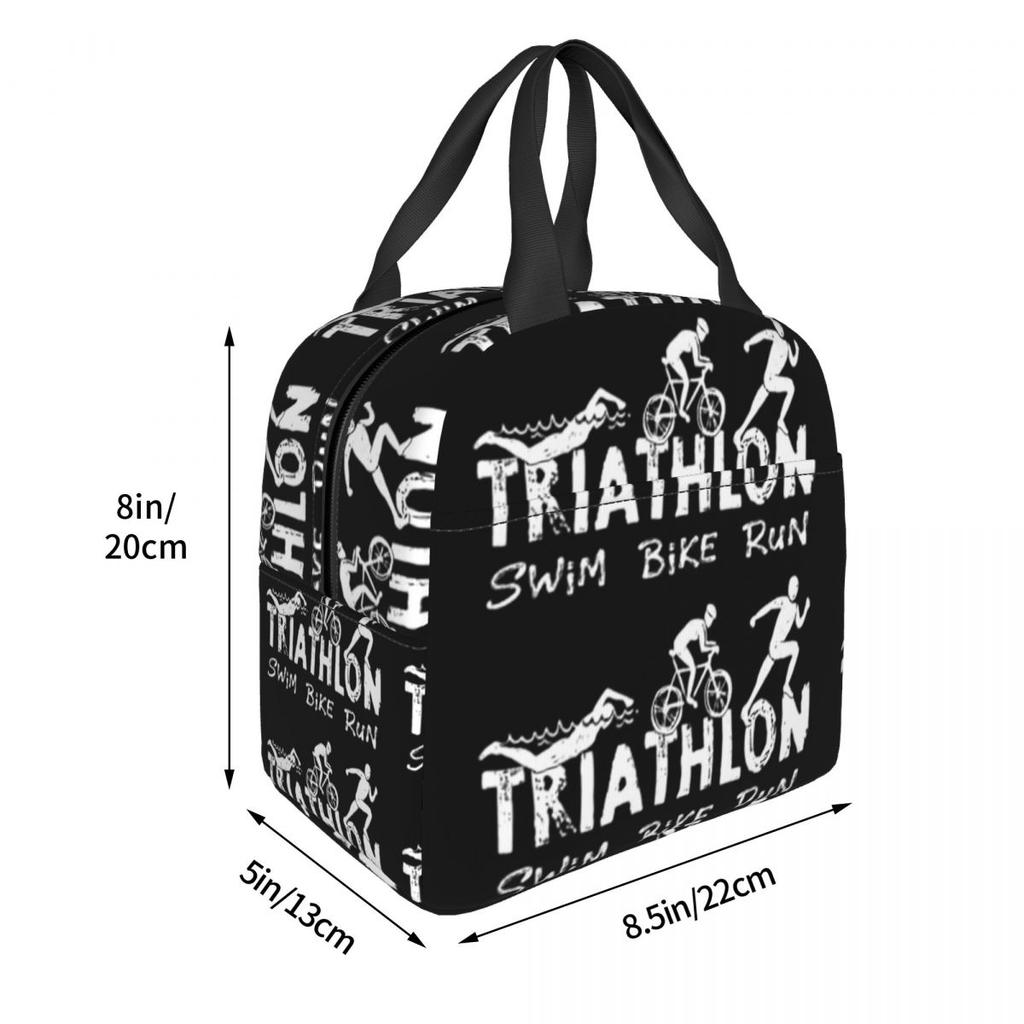Triathlon Swim Bike Run Athlete Insulated Lunch Bag for Women Children Leakproof Food Boxes Thermal Lunch Box Tote