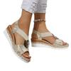 New Wish Large Size Women's Sandals Metal Buckle Decorative Hemp Rope Wedge Heel Light Bottom Fish Mouth Sandals