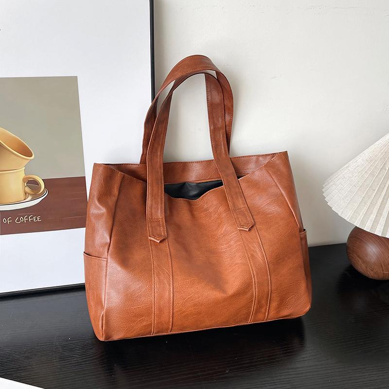 

Retro tote bag simple and versatile fashion shoulder bag light luxury high-end large-capacity commuting handbag