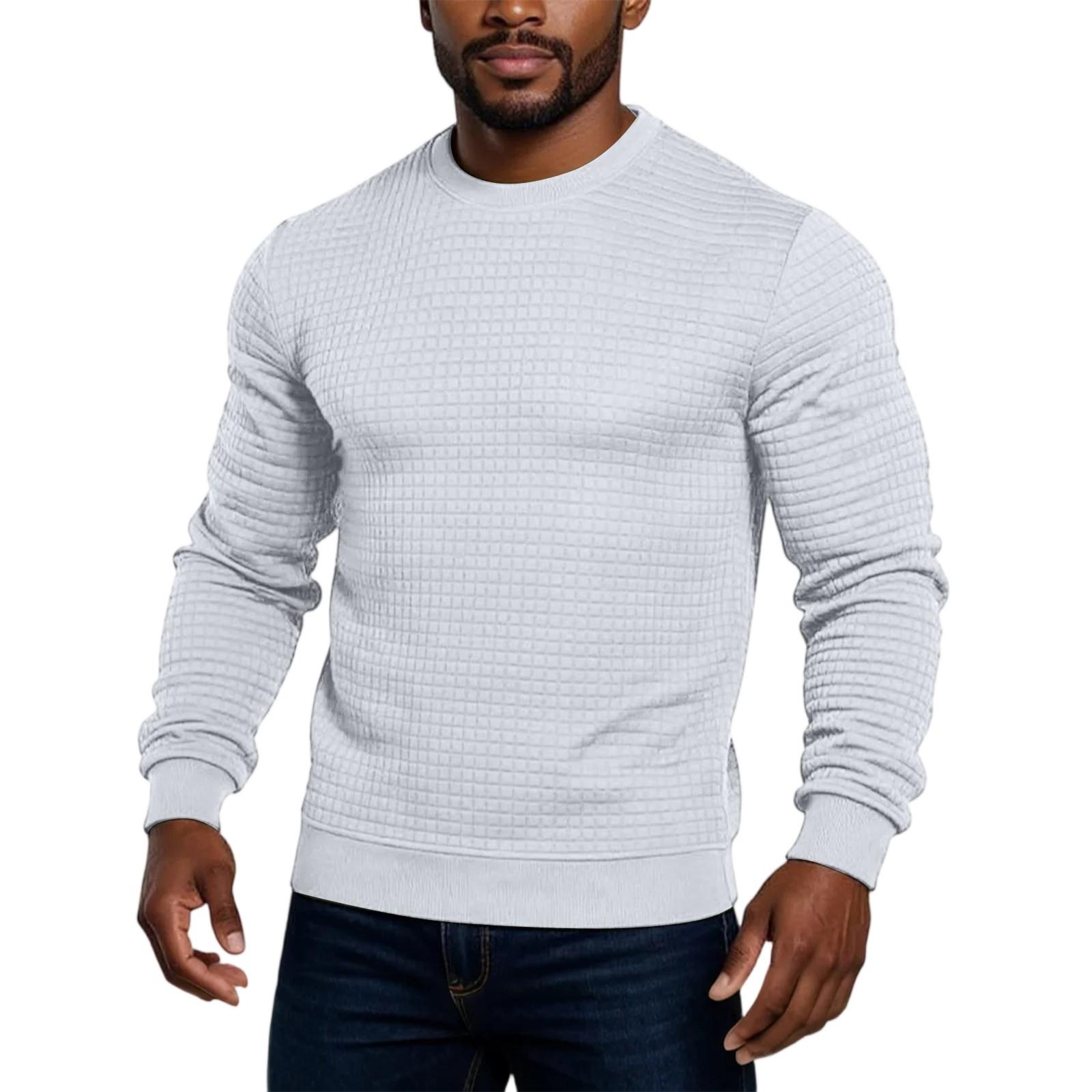 

Men s Solid Color Stand Up Collar Jacket With Fashionable Small Squares M