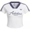 Adidas Originals Crop Jersey T-Shirt Color Block Striped Letter Print Sports Short Sleeve T-Shirt Women Tops White JD1130