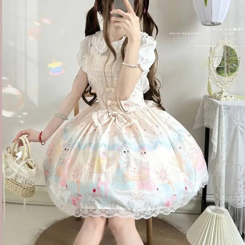 Cat Afternoon Tea Full Lolita Dress Genuine Jsk Strap Lolita Dress Loli  Vestidos Elegantes Para Mujer