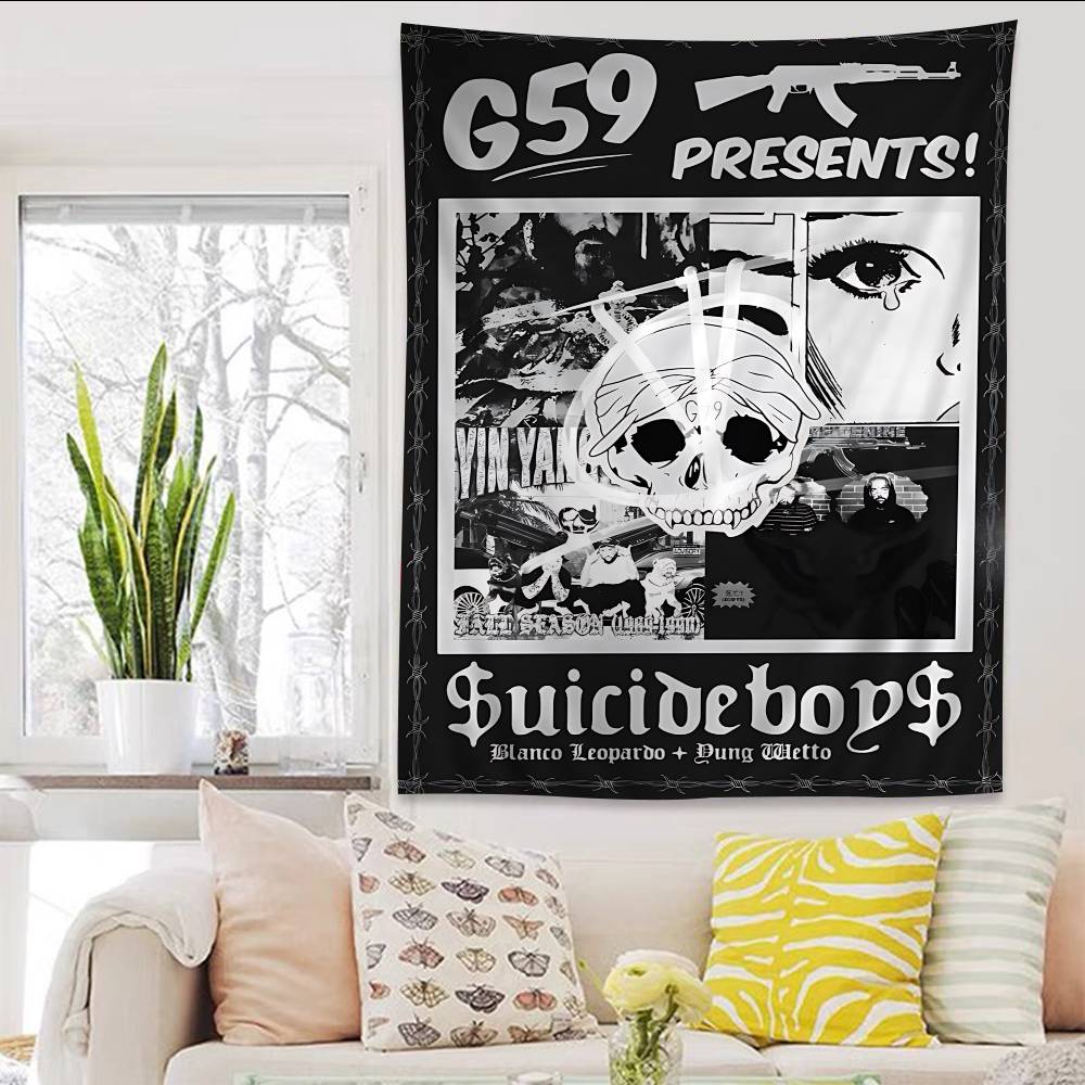 SSuicideboys G59 Cartoon Tapestry Art Science Fiction Room Home Decor Wall Hanging Home Decor