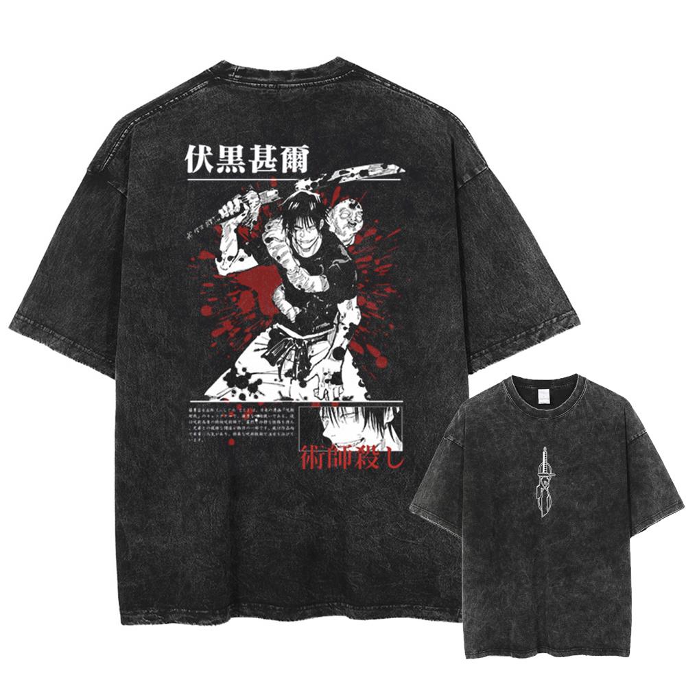 Anime Jujutsu Kaisen Fushiguro Toji Cool Print T Shirt Men Women Manga T-shirts Washed Cotton Tee Harajuku Oversized Tshirt
