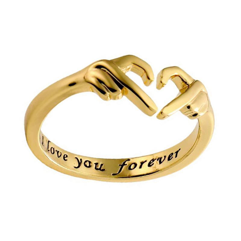 Double Hand Heart Couple Rings Love Heart Adjustable Friendship Promise Jewelry Valentine Gifts For Women Friends Girl Adjustable Jewelry