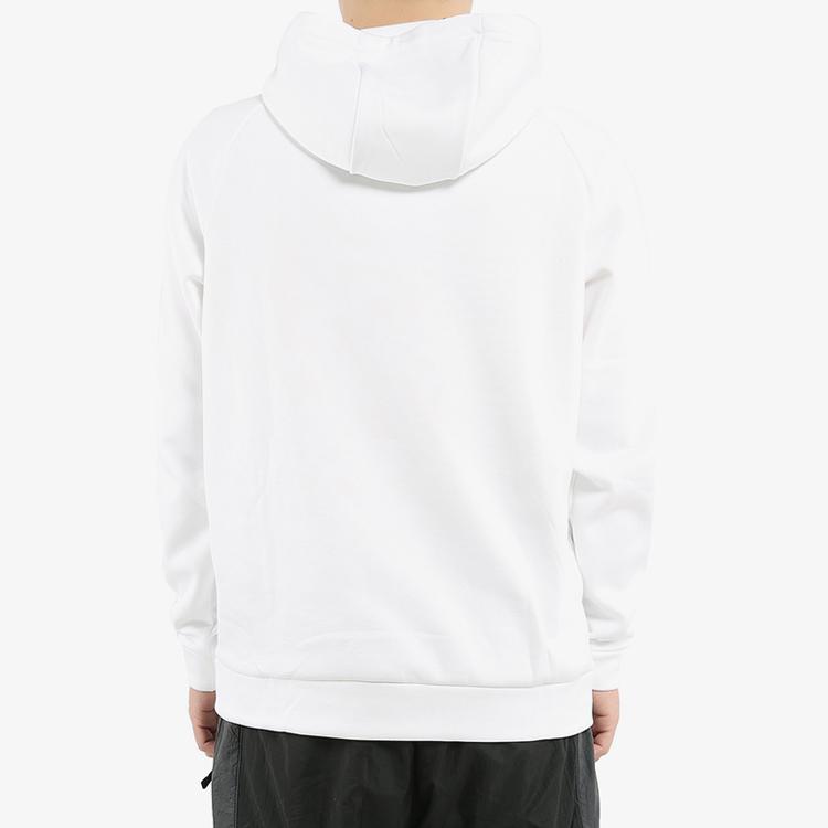 Nike Logo Print Fleece-Lined Warm Sports Pullover Hoodie with Drawstring Men Tops White CK0914-100