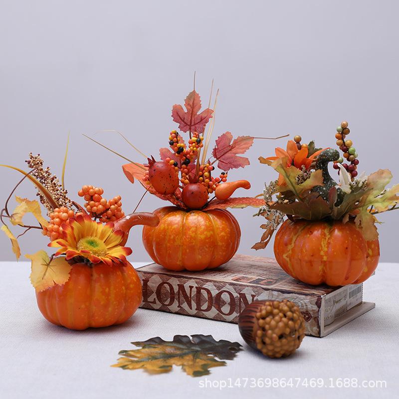 

Artificial Pumpkin Ornament for Autumn Harvest Holiday Party and Fall Home Window Decor Props