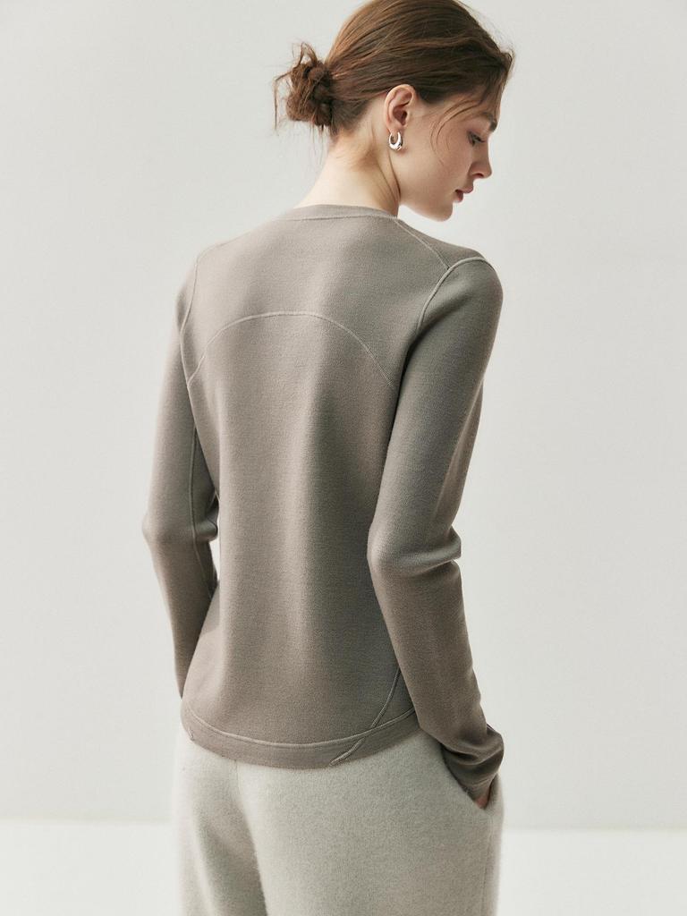 Yangzi Women's Slim Fit Round Neck Knit Sweater for Autumn/Winter Yoga & Sport