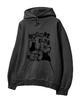 Terry Brushed Pigment Mystery Cat Oversized Hoodie Charcoal