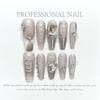 Handmade Y2K Long French Gradient Silver Black Press On Nails Reusable Full Cover Artificial Nail Tips
