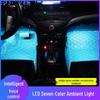 Car Ambient Light: Sound-Controlled LED Footwell Music Lights, Colorful One-to-Four Decoration