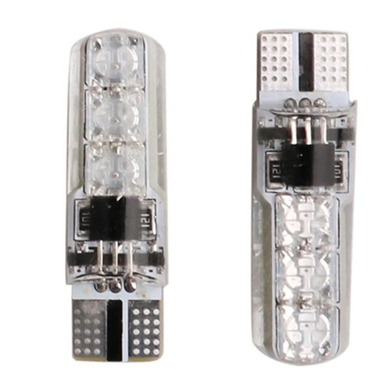 4PCS Car Signal Atmosphere Bulb T10 5050 6SMD Waterproof W5W Remote Controller RGB 194 168 Dome Light Silicone Wedge Side DC 12V