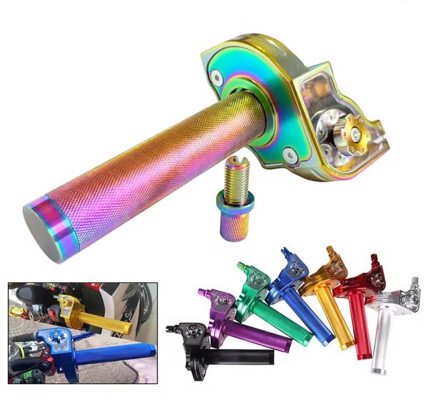 22mm CNC Aluminum Accelerator Throttle Twist Grips Throttle Cable For 50 70 110 125 250 350 Dirt Bike Motorcycle Parts,Colorful..