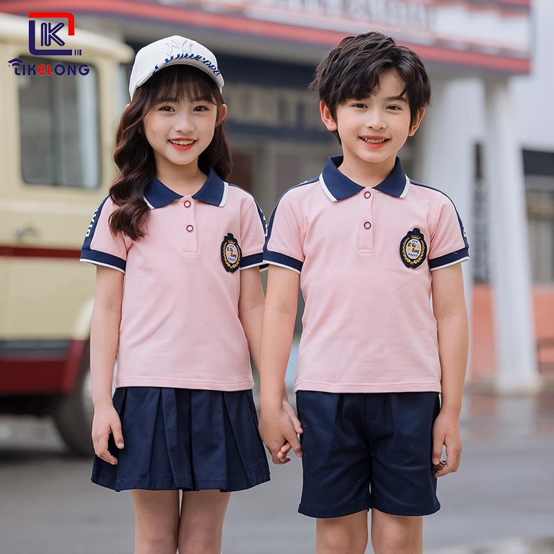 Kids' Summer Sports Day Set: Short-Sleeve Shirt & Shorts for Primary/Kindergarten Uniforms