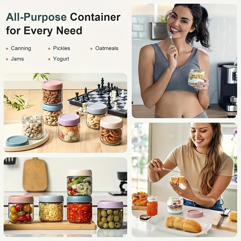 Set of 6 10 Oz Glass Airtight Jars with Airtight Flip Top Lids, Multi-Purpose, Dishwasher And Freezer Safe, Round Containers for Pantry Organization