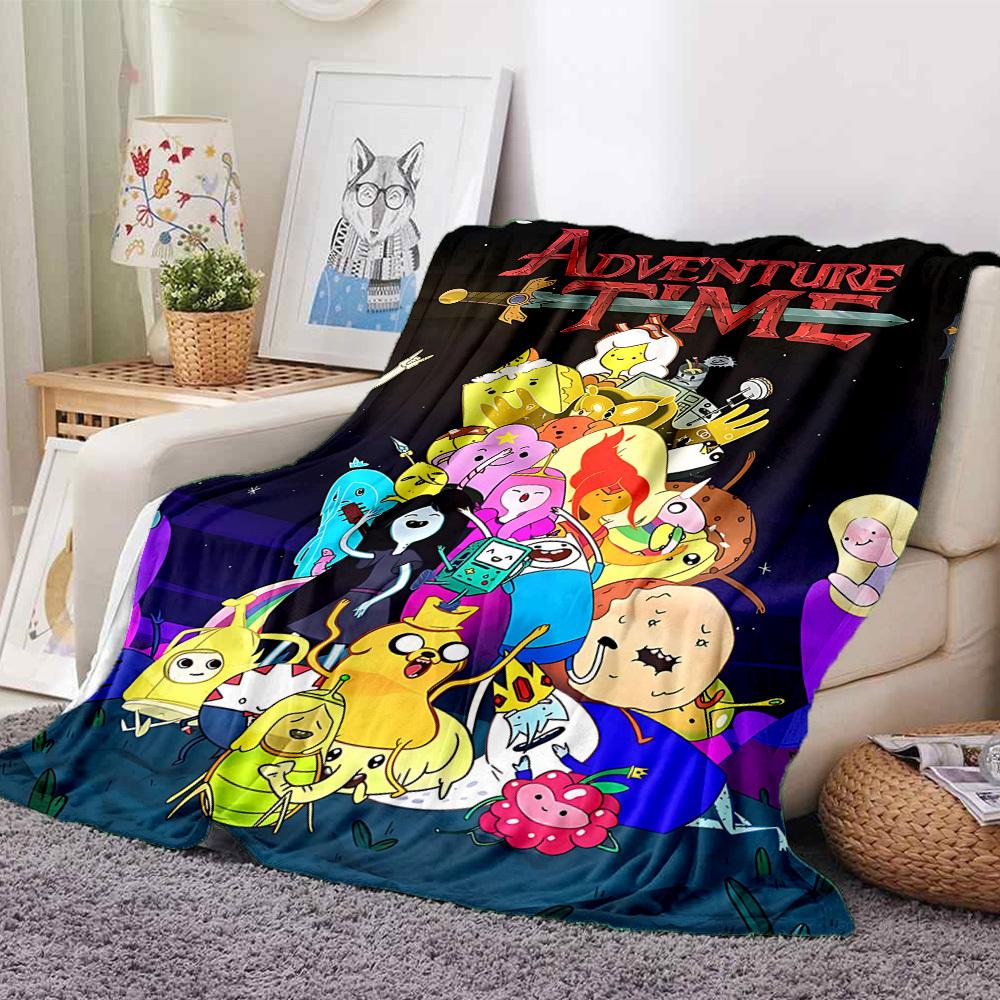 1pc Adventure Time Blanket Lightweight Flannel Throw For Sofa, Bed, Travel, Camping, Livingroom, Office, Couch, Chair, And Bed