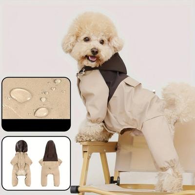 Dog Raincoat Waterproof Snap Closure Dogs Rain Jacket Hooded Adjustable Puppy Raincoat with Leash Hole for Small Medium Dogs Outdoor Adventures