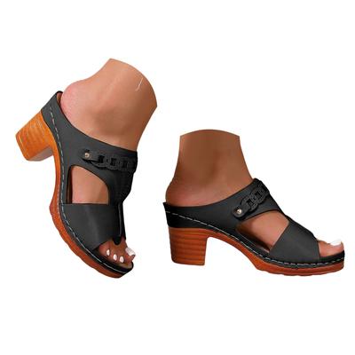 S For Women Sandals Thick Heel Fish Mouth Thick Bottom Women'S Slippers Fashion Casual Open Heel Hollow Sandals Zapatos De Mujer