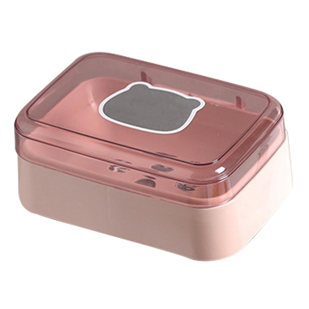 Soap Box Portable Drainable Plastic Soap Holder Container with Cover for Home Dorm Travel Pink