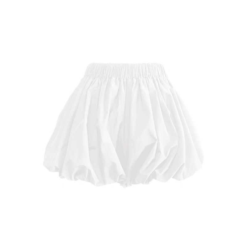 White Puffy Bud Short Culottes Women's Summer Thin High Waist A- Line Wide Leg Pants Slim Looking Small Quick-Drying Bloomers