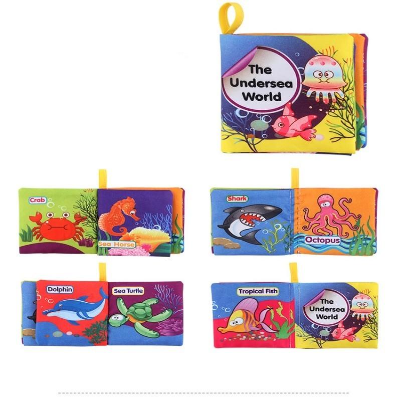 

Baby Educational Cloth Book Marine Animal Fruit Vegetable Toy 4 Pages 8 Sides 25g Ocean