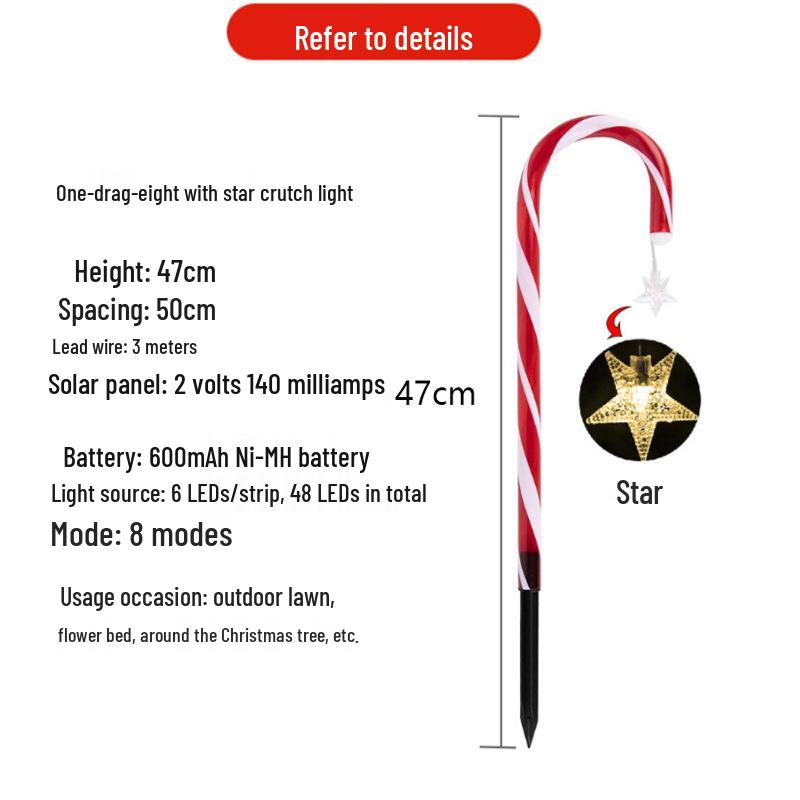 Candy Cane Solar LED Christmas Garden Lights - Plug-Free Outdoor Decor