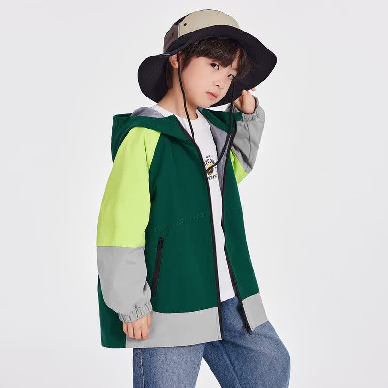Boys' Color-Block Hooded Casual Jacket