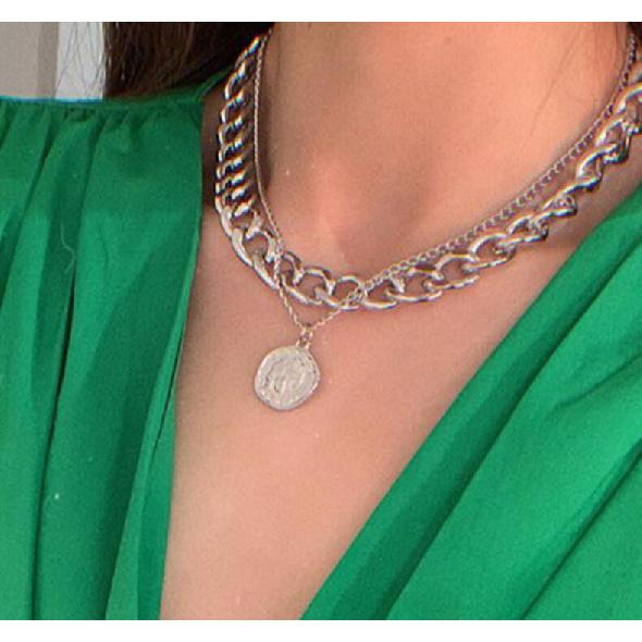 C194 Jewelry Multi-layer Portrait Round Pendant Necklace Fashion Trend Necklace