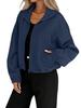 Fall Winter High Neck Zipper Drawstring Pocket Women Loose Baseball Jacket Coat