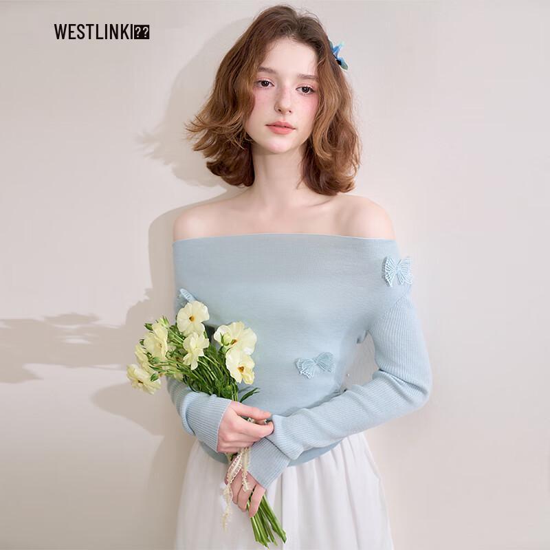 

Xiyu Women s Off-Shoulder Cowl Neck Knit Top with Butterfly Decor S