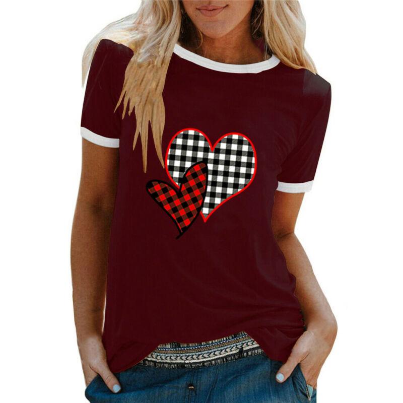 Womens Crew Neck Print Tops Female 