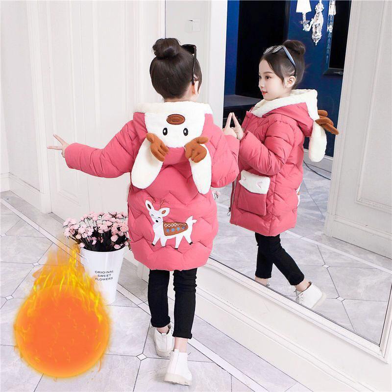 Haine captusita din bumbac pentru fete Brodate la moda Jacheta mare de blana ingroasa de iarna pentru copii