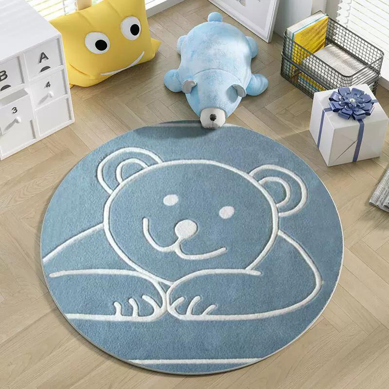 Round Cartoon Plush Carpets Cute Children's Room Decoration Rug Large Area Living Room Rugs Bedroom Bedside Carpet Washable Mats