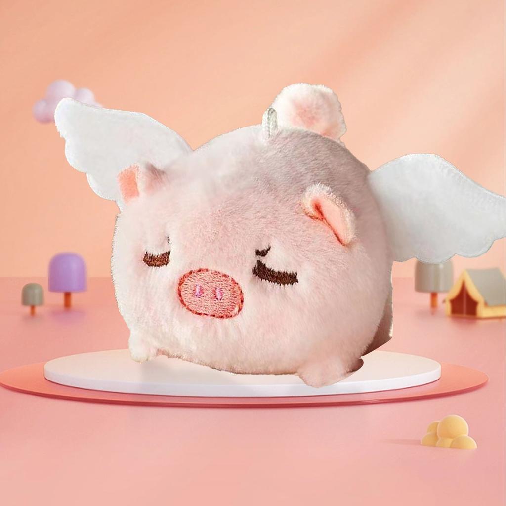 Cute Flying Pig Plush for Kids Shaking Tail Attract Soft PP Cotton Pig Stuffed Toy for Wallets Bags White