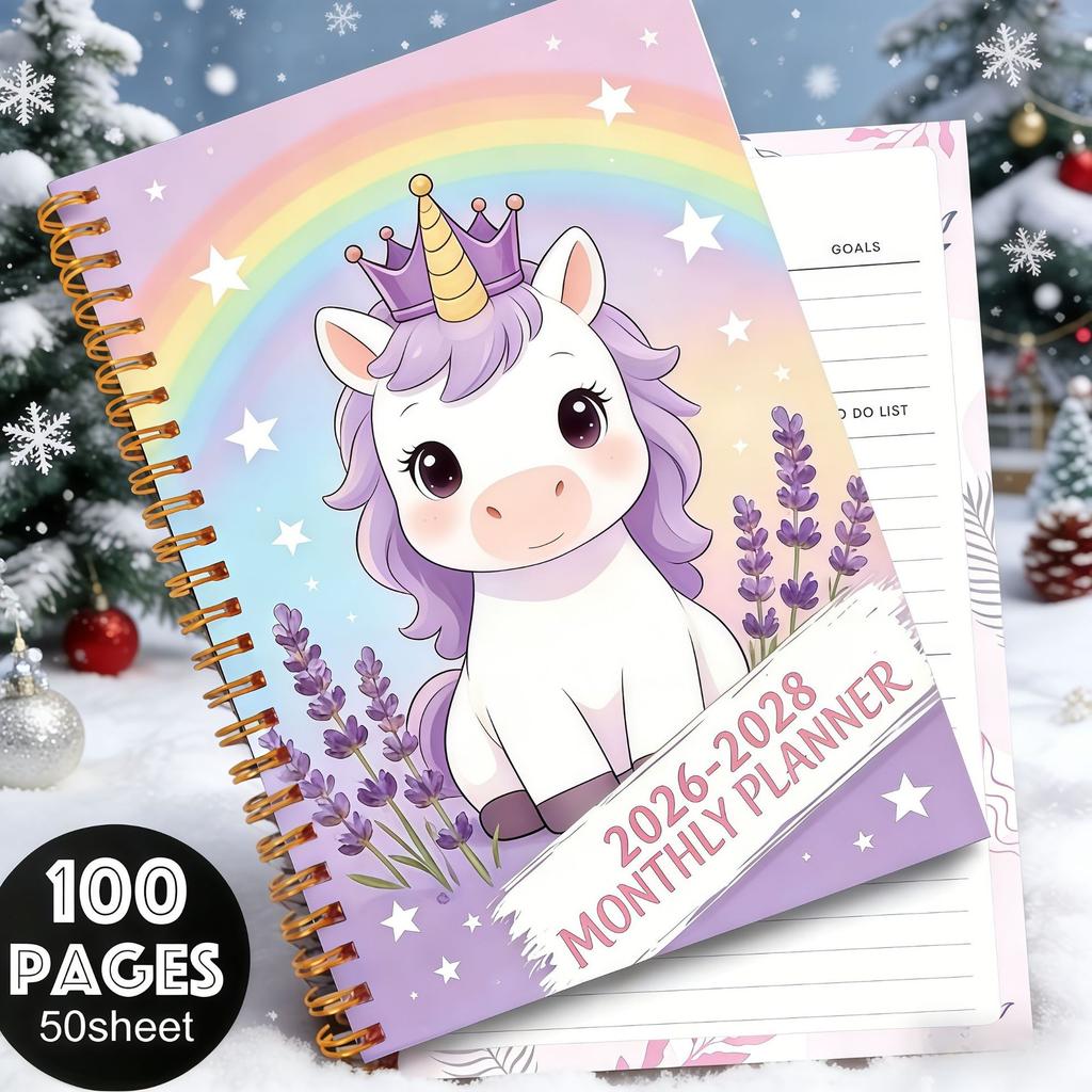 For 2026-2028 coil book, flower simple annual plan book spiral coil notebook