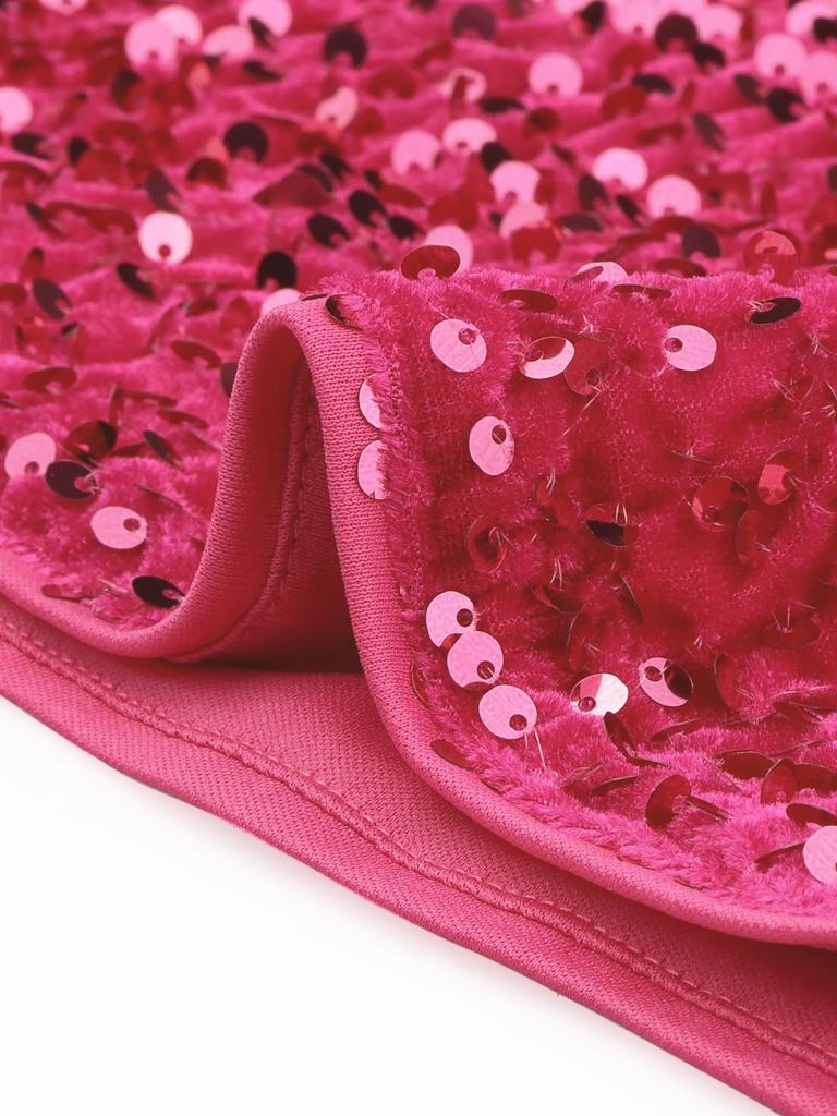 Allegra K Women's Sequined Dress, Backless, V-Neck, Mini Party/Club Dress, Hot Pink, Size XS, Halloween Costume