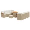 Ensemble de 11 pièces de canapé de jardin avec coussins Beige Poly Rattan Acacia, Ensemble 3 pièces de salle à manger 3365096