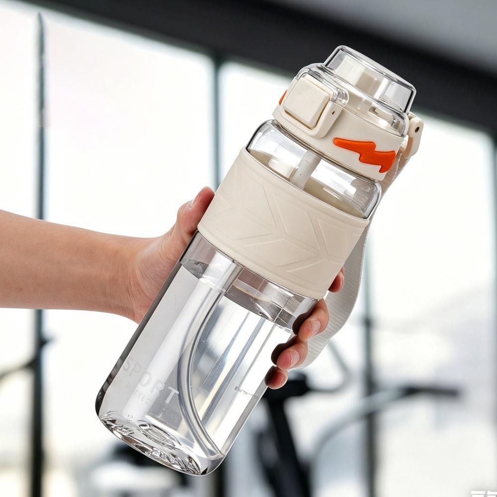 with Straw Student Water Bottle 750/1000ML Fitness Kettle Durable Outdoor Water Bottle School 1000 ML белый
