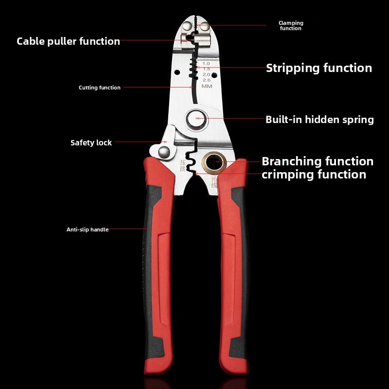 Multi-Function Wire Stripper Pliers Stainless Steel Cable Stripping Crimping Pliers Electrician Tool