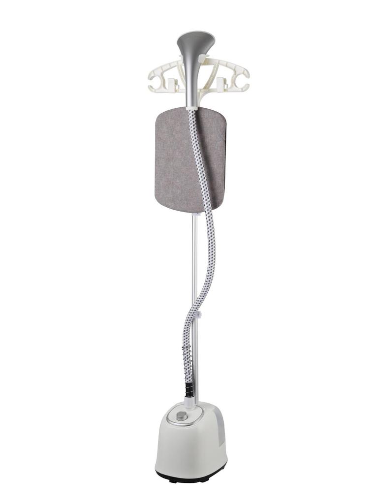 Dual-Rod Vertical Garment Steamer with Ironing Board, Large Steam Output, and Spacious Water Tank for Home Use