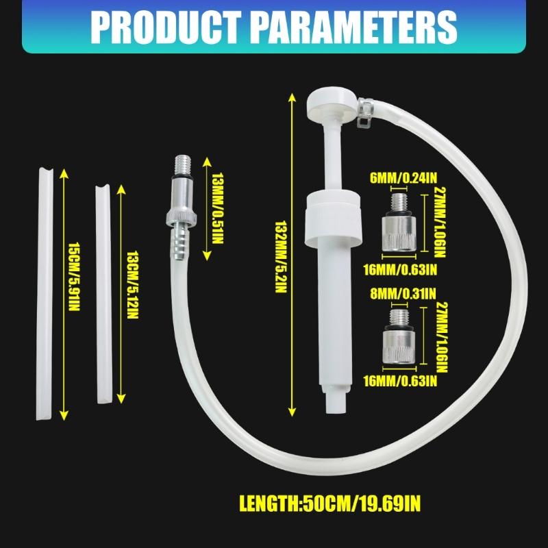 Plastic Brake Fluid Service Pump Kit with Clear Flexible Tubing, Two Straight Tubes and Threaded Connection Pieces for Vehicle Maintenance